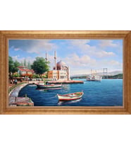 Çerçeveli Paspartulu Manzara Tablo bm1915 (Gold)