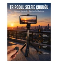 Mey İthalat® Selfie Çubuğu Tripod Kumandalı Telefon Tutucu Siyah