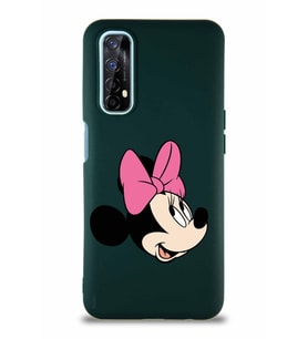 Realme 7 Soft Premier Kapak Minnie Mouse-A Tasarımlı Silikon Kılıf - Yeşil (Şeffaf)