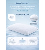 BasicComfort™ Premium Hava Katmanlı Boyun Destekli Ortopedik Ergonomik Visco Yastık 60*40*13 cm