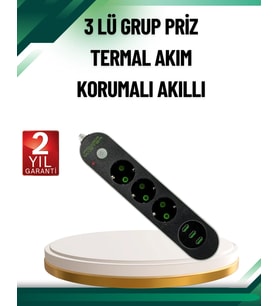 Akım Korumalı Anahtarlı Usb Girişli Üçlü Priz