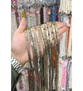 Hematit Taşı Çavuş Kesim Parlak Antik Sarı 6x3mm Doğal Taş Dizi