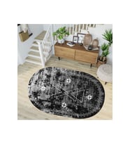 Eliana Home Baskılı, Yıkanabilir Kaymaz Taban Oval Halı LNA7268-SD1034 100x150 cm (Siyah)