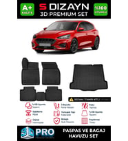 S-Dizayn Ford Focus 4 Sedan 3D Pro Havuzlu Paspas ve Bagaj Havuzu Seti (2'li SET) Tamir Kitli 2019 Üzeri A+ Kalite