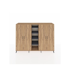 Hyperion Dolap 12 Raflı 4 Kapaklı 220x44x163 Çam-Çam/Antrasit