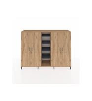 Hyperion Dolap 12 Raflı 4 Kapaklı 220x44x163 Çam-Çam/Antrasit