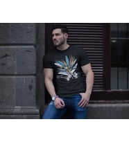 ERKEK Bisiklet Yaka Baskılı Kısa kol T-Shirt - Siyah
