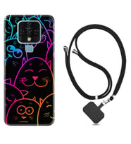 Tecno Camon 16 18P Pova Kılıf Boyun Askılı Silikon Neon Cats 1790