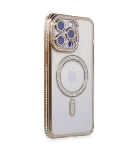 Iphone 15 Kılıf Joke Simli Magneticsafe Kılıf - Gold