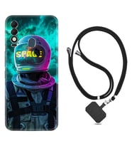 Tecno Spark 8T Kılıf Resimli Boyun Askılı İpli Desenli Silikon Series Space 1854