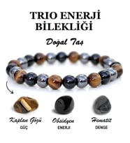 Alnis Atelier Kaplan Gözü, Obsidyen Ve Hematit Doğal Taş Erkek Bileklik (KAHVE-BRONZ)