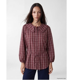 LCW EVERYDAY Bordo Ekose Modal Karışımlı Kadın Gömlek Tunik