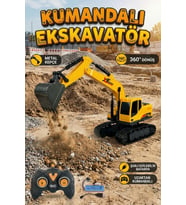 Uzaktan Kumandalı Şarjlı Metal Kepçeli 360° Dönen RC Ekskavatör İş Makinesi Oyuncak - Sarı