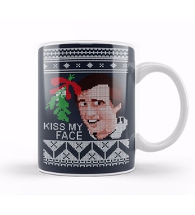 Christmas Alan Partridge Kiss My Face Mistletoe Knit Kupa Bardak Porselen