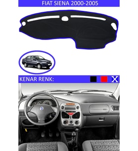 Fiat Siena 2000-2005 Için Uygun Torpido Koruma Halısı Siyah Kenar Renk Mavi