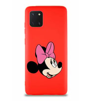Samsung Galaxy A81 Soft Premier Kapak Minnie Mouse-A Tasarımlı Silikon Kılıf - Kırmızı (Şeffaf)