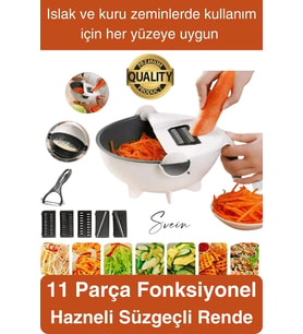 11 Parça Paslanmaz Fonksiyonel Süzgeçli Rende Hazneli Doğrayıcı Sebze Salata İçin Pratik Mutfak