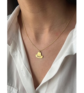Kişiye Özel 925 Ayar Gümüş Minimal Şapka Kolye (Gold)