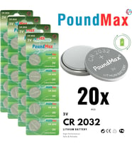 20 X PoundMax CR2032,DL2032 3V PoundMax  Düğme Pil,uzak kumandalı araba,terazi ve tıbbi cihazlar