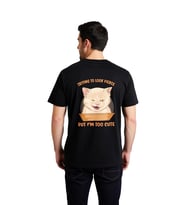 Erkek Grafik Baskılı Kedi Desenli Kısa Kollu Tişört Komik Yazı Detaylı Günlük Rahat Kesim Modern