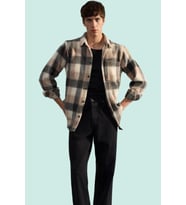 Kadın Unisex Kışlık Flanel Oduncu Gömlek Ceket Regular Fit Ekose Desen Yaz Aylarının Vazgeçilmezi (Bej)