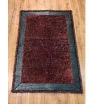 Saray Halı Simli Deri 125X180 Kırmızı Derili Simli Halı !