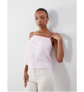 LCW Vision Pembe Kare Yaka İp Askılı Modal Karışımlı Crop Bluz