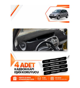 RENAULT SCENIC 2 (2003-2009) Uyumlu Ön Torpido Koruma Kılıfı Halısı - Siyah