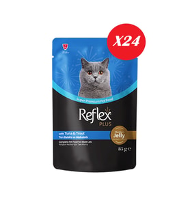 Reflex Plus Jöle İçinde Ton Balıklı ve Alabalıklı Yetişkin Kedi Yaş Maması 85 gr*24 Adet