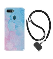 Oppo A5S A15 A16 A54 A55 A73 A74 Kılıf Boyun Askılı Silikon Pink Blue Abstract 1385