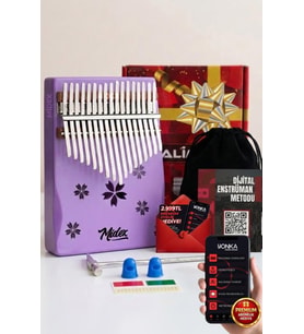 Midex KLX-870 Mor Renk Yüksek Kaliteli Ahşap Kalimba 17 Tuşlu Full Set