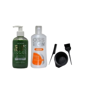 Saç Boyası Zümrüt Yeşili 250 ml Ve Ossion Boya Temizleyici Ve Fluweel Boya Seti