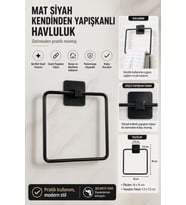 Kendinden Yapışkanlı Siyah Metal Kare Havluluk Vidasız