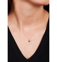 Elika Silver Kadın Altın Kaplama Taşlı Ruby Kuş Model 925 Ayar Gümüş Kolye