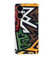 PrintiFy Tecno Camon 19 Uyumlu Kamera Korumalı Soyut Grafiti Tasarımlı Şeffaf Silikon Kılıf