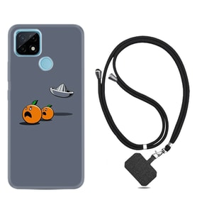 Realme C11 C21 C21Y C25Y C11 2021 Kılıf Boyun Askılı Silikon Orange Escape 1374