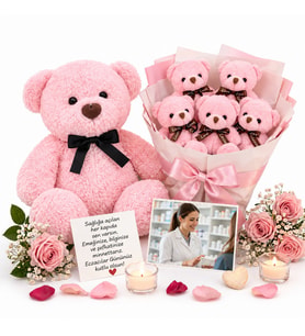 Eczaneciler Gününe Özel Anlamlı Peluş Ayıcık Ve Ayıcık Buketi