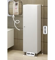 Pari Vileda Dolabı Beyaz Raflı Çok Amaçlı Banyo Dolabı Banyo Mutfak Boy Dolabı
