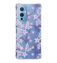 PrintiFy OnePlus 9 Uyumlu Köşe Korumalı Floral Pudra Tasarımlı Şeffaf Silikon Kılıf