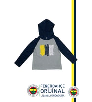 Fenerbahçe Orijinal Lisanslı Kapüşonlu Lacivert Gri Çocuk Sweat (Lacivert-Gri)
