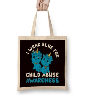 Child Abuse Prevention Month Blue Ribbon Awareness Support Bez Çanta Uzun Saplı