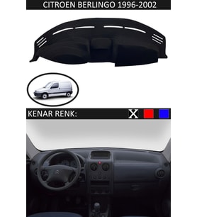 Citroen Berlingo 1996-2002 Modelleri Için Uygun Torpido Koruma Halısı Siyah Kenar Renk Siyah