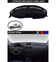 Citroen Berlingo 1996-2002 Modelleri Için Uygun Torpido Koruma Halısı Siyah Kenar Renk Siyah