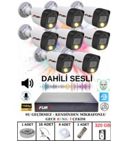 FURY 8 li Sesli Gece Renkli Görüş Güvenlik Kamerası Su Geçirmez Güvenlik Kamerası Seti 320GB