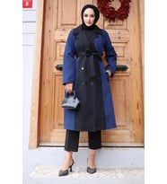 Önü Garnili  Trençkot  İndigo 4434