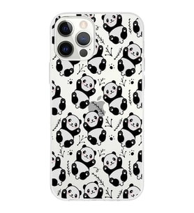 Apple iPhone 12 ProMax Uyumlu Kapak Panda Tasarımlı Şeffaf Silikon Kılıf
