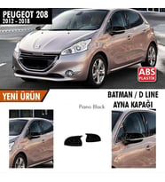  Peugeot 208 2012-2018 Uyumlu Batman Yarasa Ayna Kapağı Piano Black Abs Plastik