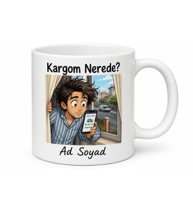 Kargomu Beklerken Camdan Bakan Esprili Online Alışveriş Kupa Bardak Hediye