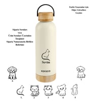 Kişiye Özel Karaca Çelik Sızdırmaz Termos 500 ml Özel Tasarımlı & Fotoğraflı (Krem)