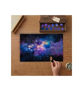 Renkli Nebula ve Yıldızlar Tasarımı 240 parça Ahşap Puzzle Ahşap Kutuda MP01067